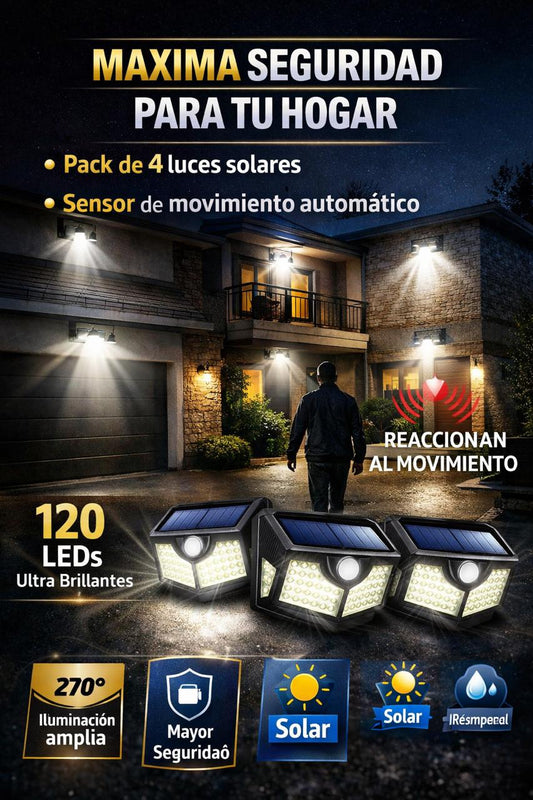 Pack 2 Luces solares LED para exteriores con sensor de movimiento
